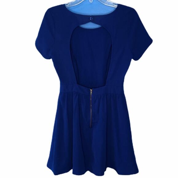 Fifty Street Casual Blue Mini Dress with Open Back Fit and Flare size Small - Picture 6 of 13